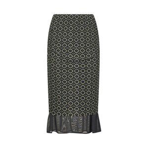 Dries Van Noten Women Green Printed Mesh Layered Midi Skirt